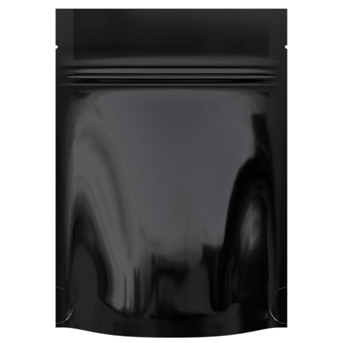 Mylar Style Barrier Bags – Zipper w/Heat Seal – 100 Bags (Gloss Black/Gloss Black, 1/8 Ounce - 3.62?x5?x1.5?) - color: Gloss Black / Gloss Black, size: 3.62x5x1.5 Inch (Pack of 100)