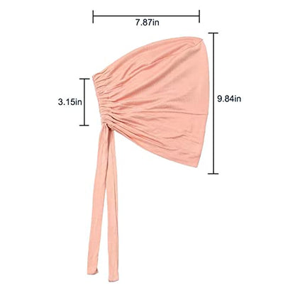 4 Pcs Women Hijab Undercap Islamic Muslim Inner Beanies Cap with Tie Back Closure, Adjustable Underscarf Hat Chemo Turban Cap(Color#3)