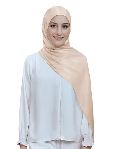 Lina & Lily Sheen Shimmer Women's Crepe Scarf Shawl Wrap Head Hijab Lightweight - color: Light Peach