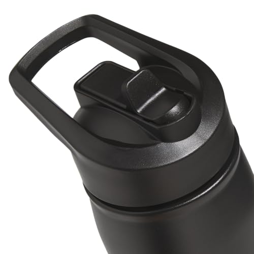 adidas Stainless Steel Metal Water Bottle 20 oz (600 mL) Straw Lid - color: Black/White