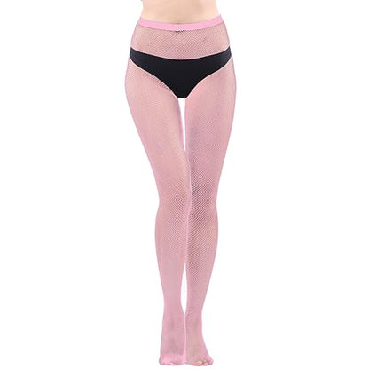Bestjybt Womens Fishnet Tights High Waist Mesh Fish Net Stockings Pantyhose | Cool Pattern, Sexy, Perfect For Daily Use, Costume Halloween Cospaly, Versatile, Stretchy, Non-Itchy, Great Fit - color: Pink