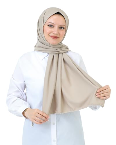 Prien Hijab For Women Muslim Lightweight Scarf Head Scarves For Girls Islamic Long Headscarf Chiffon Shawl Prayer Set Ramadan - color: Light Mink