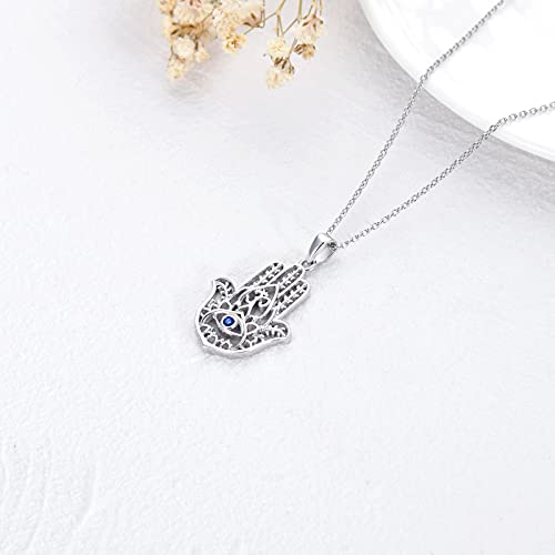 PROESS 925 Sterling Silver Hamsa/Allah Necklace Evil Eye Amulet Jewelry Gifts for Men Women - style: hamsa fatima necklace