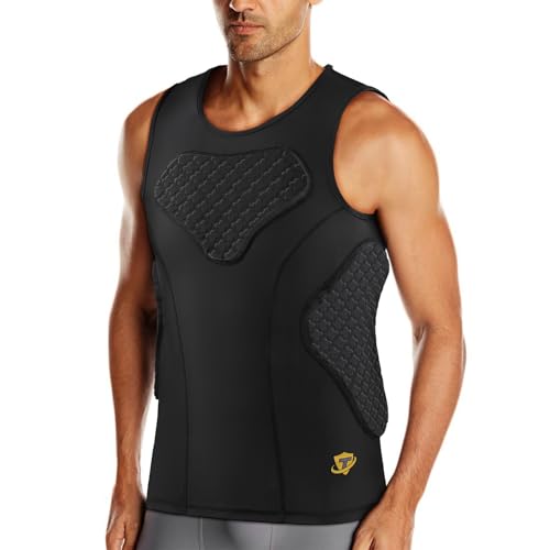 TUOY Adult Rib Chest Protector, New Version - Padded 5 Pads Baseball Football Lacrosse Rib Heart Sternum Guard - color: Black, size: Medium