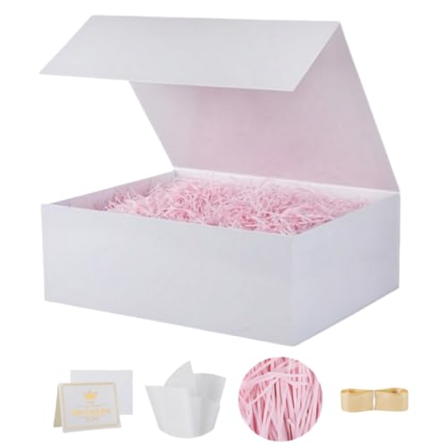UoeRing 1 Pcs White Gift Box Large 11.5x8x4 Inch with Magnetic Lid - color: 13.5x11.8x4.7 Inch-White-Pack of 1