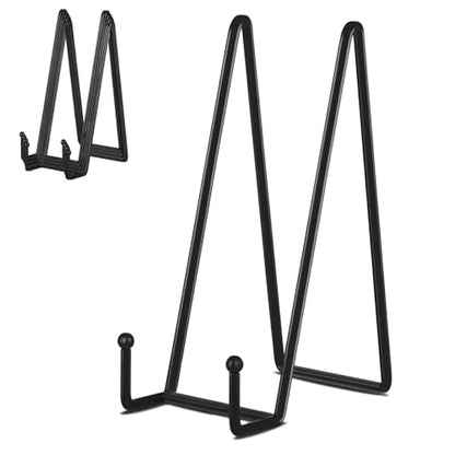 IBosins 5-Pack 10-Inch Plate Holder Display Stands Black Metal Frame Stand | Large Stand for Picture, Book, Photo, Easel, Creation, Collectibles - color: Black, size: 10 Inch