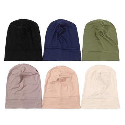 PURFUN 3 Pcs Muslim Inner Hijab Caps Women Solid Color Under Hijab Caps Stretchy Breathable Full Cover Undercap Tube Bonnet - color: Beige+pink+brown