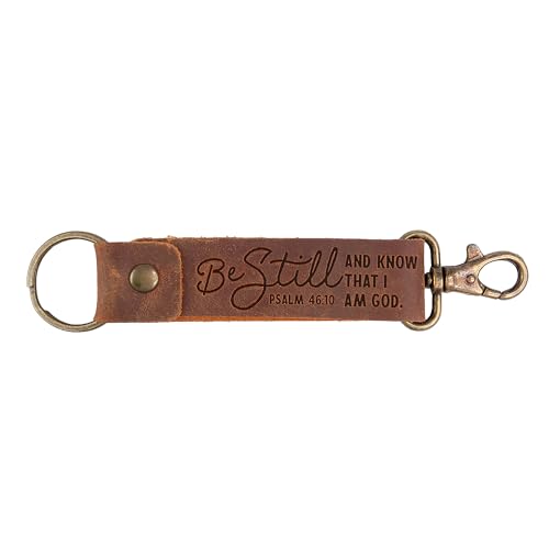 Logos Trading Post Leather Keychain - Hand-Stitched Genuine Cowhide Leather Keychain Strap - color: Be Still Leather Strap