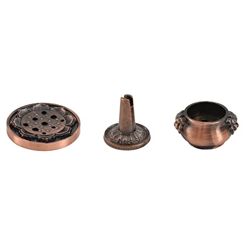 Incense Burner, 3Pcs Red Copper Cone Holder Bowl-Shape Incense Burner for Joss Stick, Tower Incense, Incense Coil (3 Styles) - color: Red Copper, 3 Pcs