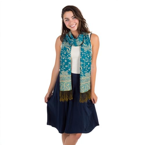 TUSHUSTY Pashmina Feel Shawls Wraps Rave Scarf for Women Soft Silky Reversible Men Scarves Hijab - color: Blue