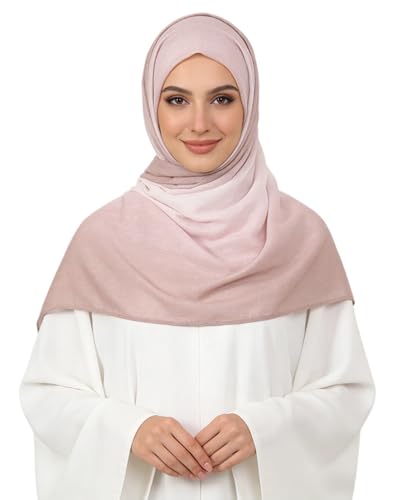 RARITYUS Fashion Gradient Color Hijab Scarf for Women Glitter Modal Instant Muslim Islamic Hijab Head Wraps Long Shawls - color: Pink