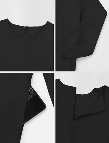 ODIZLI Kids Girls Ramadan Abaya Muslim Long Sleeve Hijab Chiffon Dress Dubai Kaftan with Pockets - color: Black, size: 3-4 Years