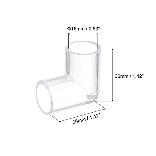 uxcell 5Pcs Clear Elbow Fitting, 16mm/0.63" 2 Way Acrylic Elbow 90 Degree L-Shaped Pipe Fitting Adapter for Connecting Water Pipes