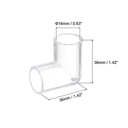 uxcell 5Pcs Clear Elbow Fitting, 16mm/0.63" 2 Way Acrylic Elbow 90 Degree L-Shaped Pipe Fitting Adapter for Connecting Water Pipes