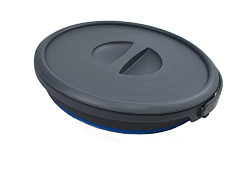 SAMMART 5.5L (1.4 Gallon) Collapsible Plastic Bucket with Lid - Foldable Round Tub with Lid - Portable Fishing Water Pail - Space Saving Outdoor Waterpot. (Grey/Blue, 1) - color: Grey/Blue