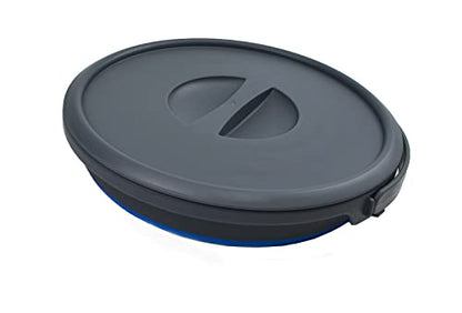 SAMMART 5.5L (1.4 Gallon) Collapsible Plastic Bucket with Lid - Foldable Round Tub with Lid - Portable Fishing Water Pail - Space Saving Outdoor Waterpot. (Grey/Blue, 1) - color: Grey/Blue