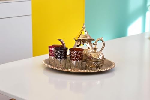 Moroccan Tea Tray Serving Cocktail Silver Handmade Fez Small Or Large Round (13 Inch) - size: 13"