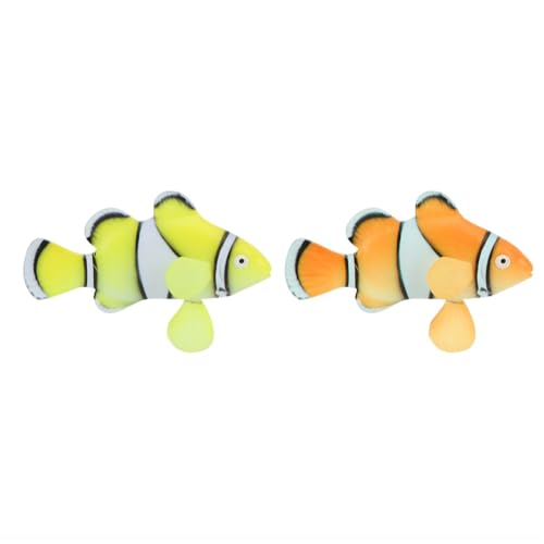 4 Pcs Silicone Luminous Clownfish with Suction Cup Glow in Dark Waterproof Design Realistics Swimming Decoration for Aquarium Tank
