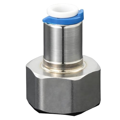 1/2" Female to 1/4" Push Connect Tube Quick Connector, Stl, for RO | Durable SS quick connector for RO systems & beverage dispensers. Designed for a secure, leak-proof water tight fit. - style: 1/2" F to 1/4" PTC