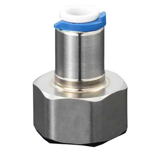 1/2" Female to 1/4" Push Connect Tube Quick Connector, Stl, for RO | Durable SS quick connector for RO systems & beverage dispensers. Designed for a secure, leak-proof water tight fit. - style: 1/2" F to 1/4" PTC