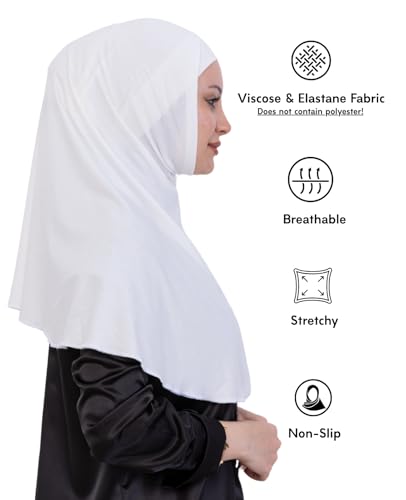 Prien Instant Hijab For Women, Muslim Long Scarf, Undercap Turban Set, Turkish Islamic Clothing, Prayer Clothes For Abaya - color: Cream