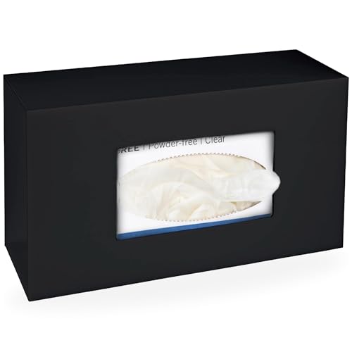 SimplyImagine Black Glove Box Holder - Acrylic Wall Mount Dispenser | Side-loading acrylic glove dispenser - single - Use for nitrile & latex gloves in kitchen, garage & lab