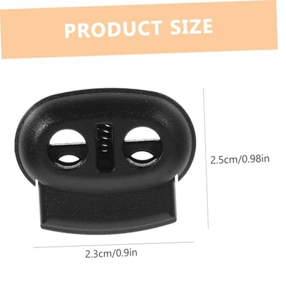 SEWACC 20pcs Plastic Cord Lock Double Hole Threading Buckle for Backpacks Luggage Outdoor Gear Lightweight Design Black - size: 20pcs