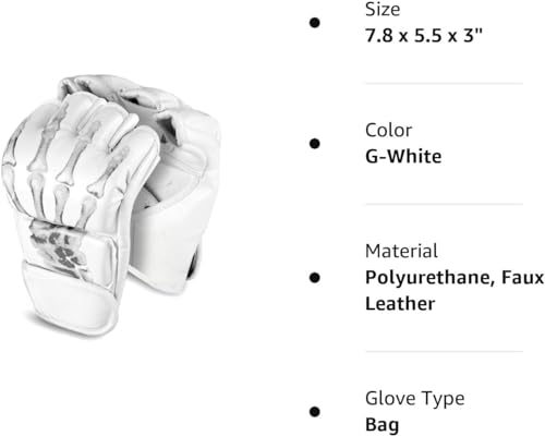 MMA Gloves, Half-Finger Boxing Fight Gloves MMA Mitts with Adjustable Wrist Band UFC Gloves for Sanda Sparring Punching Bag Training (One Size Fits Most) - color: White