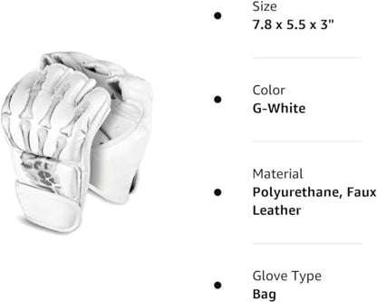 MMA Gloves, Half-Finger Boxing Fight Gloves MMA Mitts with Adjustable Wrist Band UFC Gloves for Sanda Sparring Punching Bag Training (One Size Fits Most) - color: White