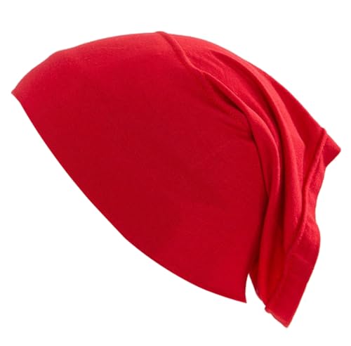 Under Scarf Light Soft Hijab Cap Undercap Headwrap Scarf Stretch Tube Neck Cover - color: Red