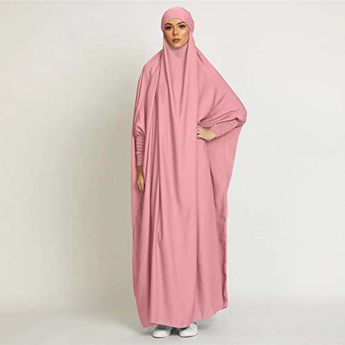ODIZLI Muslim One Piece Prayer Hijab Dress Women Hooded Abaya Full Cover Islam Dubai Modest Robe - color: Pink, size: One Size