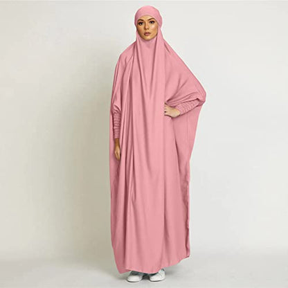 ODIZLI Muslim One Piece Prayer Hijab Dress Women Hooded Abaya Full Cover Islam Dubai Modest Robe - color: Pink, size: One Size