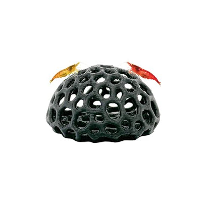 Shrimp Dome Hide, Aquarium Cave for Cherry Shrimp, Black | Dome-shaped aquarium hide creates a sheltered cave and hiding spot for cherry, dwarf and baby shrimp in freshwater tanks - color: Black