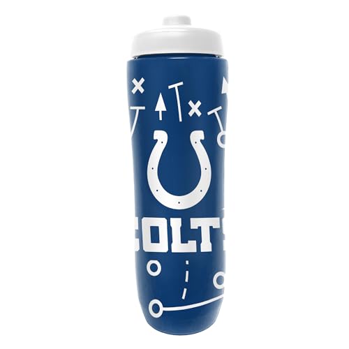 Party Animal NFL Football Squeeze Bottle, 32 oz BPA-Free Sports Water Bottle with Quick Flow for Kids & Adults, Indianapolis Colts - color: Indianapolis Colts