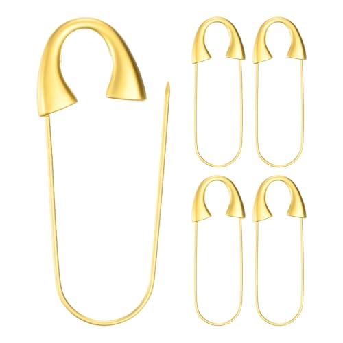 M METERXITY 5-Pack Large Safety Pin, 2.13 in(54mm) Zinc Alloy Heavy Brooch Pin for Sewing Clothes/Costume/Skirts Garments/Craft Supplies, Decorative Safety Pins [Gold Tone] - color: Gold Tone, size: 2.13 In(54mm)