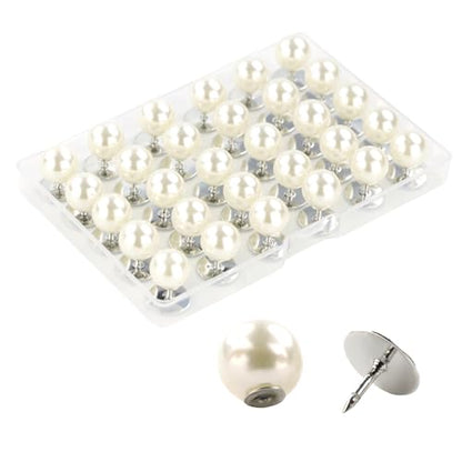 ZENGLU No-Sew Pearl Buttons, 30 Sets of 2/5 inch Removable Reusable Brooch Pins for Shirts, Blouses, Dresses, Sweaters, Shawls for Women (10mm/White) - color: White