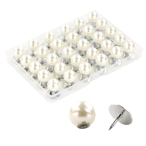 ZENGLU No-Sew Pearl Buttons, 30 Sets of 2/5 inch Removable Reusable Brooch Pins for Shirts, Blouses, Dresses, Sweaters, Shawls for Women (10mm/White) - color: White