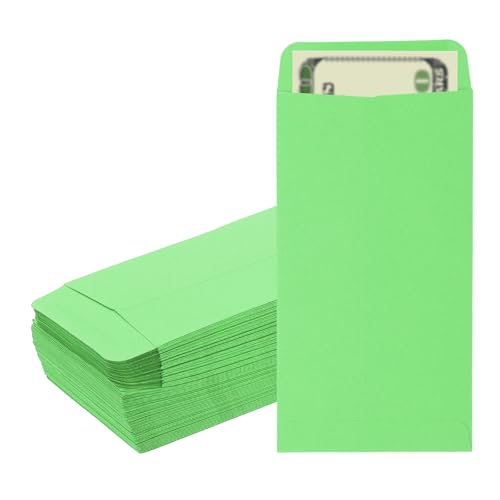 PATIKIL Money Envelope, 100 Pack 6.5" x 3.5" Cash Envelopes Money Holder Bags Budgeting Saving Challenge Letter for Gift Coins Checks Tickets Jewelry Passport Card, Deep Green - color: Deep Green, size: 6.5" x 3.5"