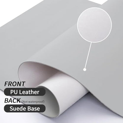 Bloss Large Desk Pad, 47.2" x 24" Desk Mat, Desk Pads on Top of Desks, Computer Mat Non-Slip, Desk Blotter Waterproof, Easy to Clean - Light Grey - color: Light Grey, size: 47.2" x 24"