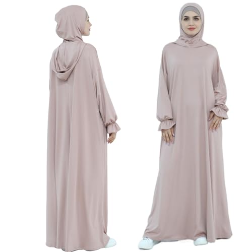 Muslim Dress for Women Pakistani Kaftan Abaya Robe Arabic Islamic Prayer Clothes Dubai Outfits - color: Taro