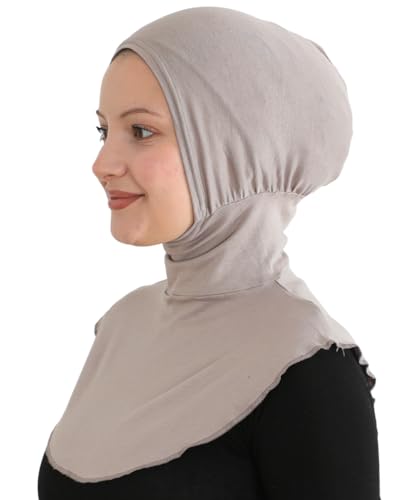 Prien Sport Hijab For Women, Muslim Head Scarf, Flexible Turban Girls, Chic Islamic Wear For Gym, Neck Collar Bonnet Viscose - color: Light Mink