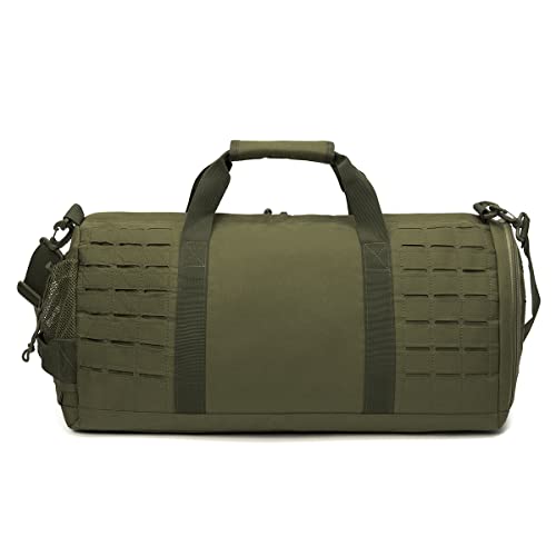 QT&QY 40L Military Tactical Duffle Bag For Men Sport Gym Bag Fitness Tote Travel Duffle Bag Training Workout Bag With Shoe Compartment Basketball Football Weekender Bag - color: Army Green