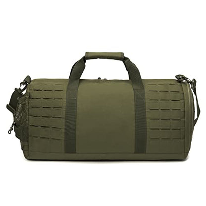 QT&QY 40L Military Tactical Duffle Bag For Men Sport Gym Bag Fitness Tote Travel Duffle Bag Training Workout Bag With Shoe Compartment Basketball Football Weekender Bag - color: Army Green