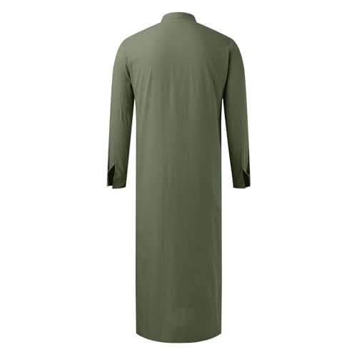 Men’s Muslim Islamic Thobe Robe Kaftan Long Sleeve Jubba Arabic Saudi Style Embroidered Formal Gown A11 - color: Green, size: XX-Large