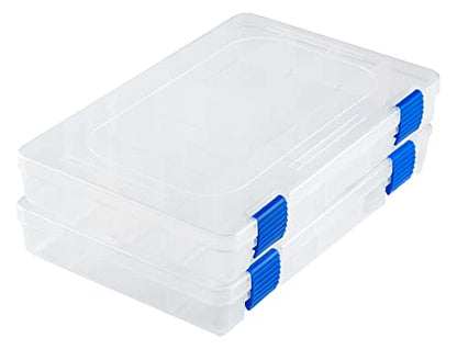 Medium Plastic Fishing Tackle Box Storage Organizer Box 3600 with Adjustable dividers Tackle Tray Parts Crafts Case 2 Pack