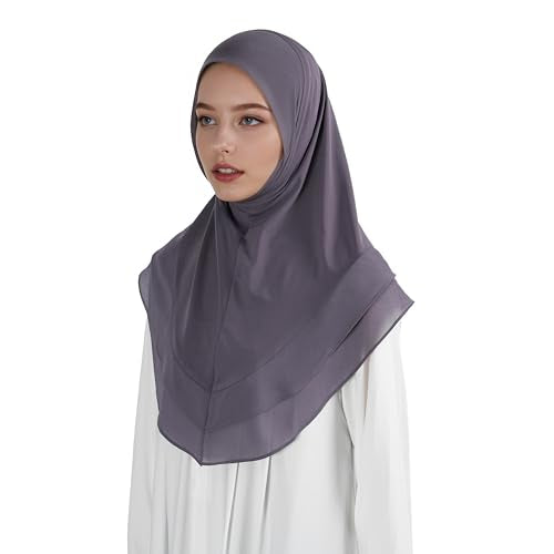 Hijab for Women Muslim Patterned Headscarf Arabian Headscarf Islamic Khimar Prayer Cloth Hijab Scarf for Women - color: Purple