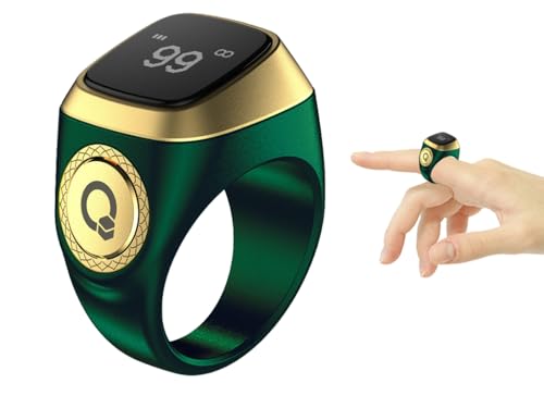 Smart Ring Counter, Smart Tasbih Zikr Ring, Muslim Islamic Prayer Smart Rings, Tasbih Counter Smart Ring, Tasbeeh Smart Counter, Digital Electronic Smart Tally Counter for Prayer (Green,20MM)