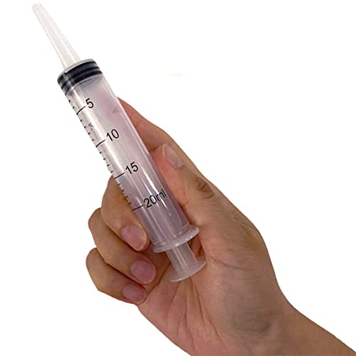 4pcs 20ml Plastic Syringes with 1pc 13inch Plastic Tubing, Syringe for Liquid in Scientific Lab, Pet Feeding, Glue Syringe for Craft Making, Epoxy Resin, Lubricant, Lip Gloss Filling and Supplies - size: 4pcs 20ml syringes with 1 tubing