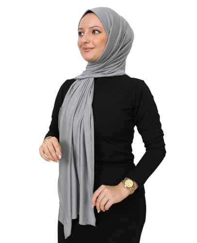 Prien Hijab for Women Viscose Scarf Lightweight Muslim Hijabs Long Shawl Islamic Scarves Turkey Silk Headscarf for Womens - color: Grey