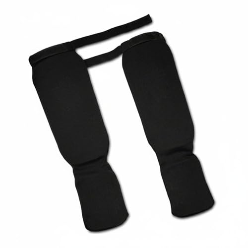 Shin Instep Guards Padded Protection Elastic Shin Guards Lightweight Impact-Absorbing Gear for Fighters, Training, Sparring - size: Medium, style: Black